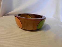 Vintage Hand Carved Round Small Bowl with Fruits Gloss Finish Huatulco - $40.00