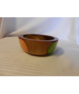 Vintage Hand Carved Round Small Bowl with Fruits Gloss Finish Huatulco - £31.47 GBP
