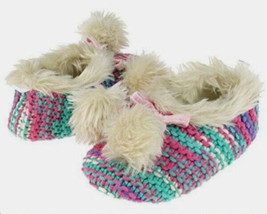 Capelli Slippers Moccasin Girls Toddler Size 8-9 Faux Fur Lined Multi Colored - £7.95 GBP