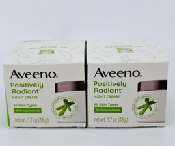 Aveeno Positively Radiant Intensive Moisturizing Night Cream 1.7 oz Lot of 2 - £21.66 GBP