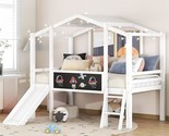 Twin Loft Bed With Slide And Ladder, Kids Loft Bed Twin Size, House Loft... - $757.99