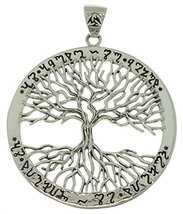 Jewelry Trends Large Celtic Tree of Life Sterling Silver Pendant with Rune Messa - £59.35 GBP