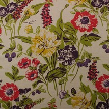An item in the Crafts category: BRAEMORE BECCA FIESTA RED PURPLE FLORAL MULTIUSE LINEN FABRIC BY YARD 54"W