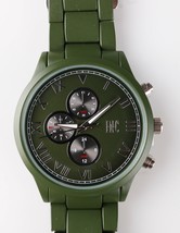 I. N.c. Hombres Mate Verde Oliva Plata Imitación Sub Esferas Enlace Reloj 42mm - £22.77 GBP