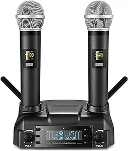 Professional Dual Dynamic Handheld Uhf Wireless Microphone System, Magne... - $239.99
