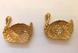 Vintage TAN pair of Turkey Bird Shaped Gold Tone Metal Ashtray Trinket Dish - $50.00