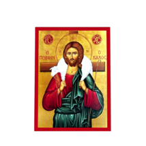 5 1/2&quot; Gesù Cristo Buon Pastore Icona Stile Greco Ortodosso Bizantino 14 cm - £14.12 GBP