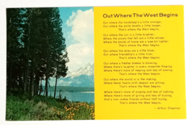Out Where the West Begins Arthur Chapman Poem Wyoming WY Koppel Postcard c1970s - £3.98 GBP