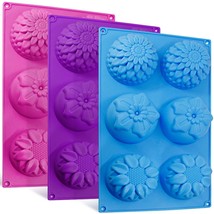 6-Cavity Silicone Flower Shape Cake Molds, 3 Packs Fondant Shape Decorating Ice  - £25.27 GBP
