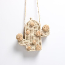 new high quality beach bag cactus Rattan Bag straw bag summer bags with pom pom  - £37.67 GBP