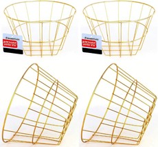 Round And Rectangular 4-Ct Sets Of Gold-Colored Iron-Wire Baskets And Trays. - $31.96