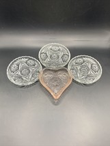 Anchor Hocking ,Star Of David, Clear Glass Coasters, Set Of 3, pink hear... - $18.50