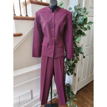 Sag Harbor Women Purple Polyester Single Breasted Blazer &amp; Pant 2 Pc&#39;s S... - $40.59