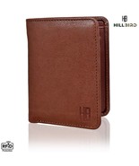 &quot;HILL BIRD&quot; Bifold RFID Genuine Leather BROWN Plain Wallet- ID Card Pockets - £16.29 GBP