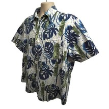 Stitch Mens Vintage Blue Floral Hawaiian Aloha Button Up Shirt XL Pocket Cotton - £31.14 GBP