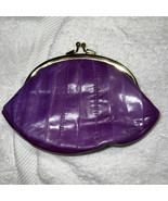 Lee Sands Purple Eel Skin Vtg Coin Purse Wallet 2 Compartments - £15.45 GBP