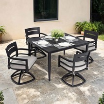 Modern Patio Dining Set: 5pc Aluminum, Sunbrella - £979.38 GBP
