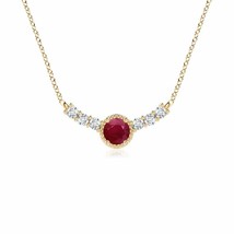 Authenticity Guarantee 
ANGARA Vintage Inspired Ruby and Diamond Curved Bar P... - £430.93 GBP