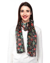 Christmas Scarf, Present Theme Lightweight, Silk-Feeling 13&quot;X 60&quot;, Made ... - $9.99