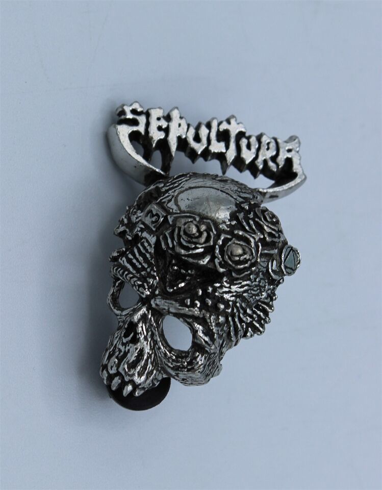 Primary image for Sepultura Pin Brooch English Pewter Alchemy Poker Vintage 1990