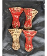 Set of 4 Architectural Salvage Cast Iron Tub Claw Ball Feet Red White 6 ... - $86.12