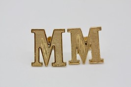 10K Yellow Gold Satin Finish Fluted Initial Letter M Stud Earrings 10mm ... - $99.90