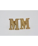 10K Yellow Gold Satin Finish Fluted Initial Letter M Stud Earrings 10mm ... - $1,835.68 MXN