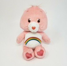 8&quot; Care Bears Cheer Bear Pink Rainbow Stuffed Animal Plush Toy 2002 Small - £18.65 GBP