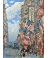 Art Print Fourth of July - Childe Hassam Giclee Canvas Oil painting - £6.88 GBP+