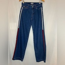 Tommy Hilfiger Jambe Large Wide Leg Denim Jeans Mid Rise 90s Y2K striped baggy - £36.06 GBP