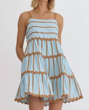 Entro ric rac mini dress in Blue + Rust - size L - $37.62