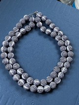 Double Strand White &amp; Purply Blue Faux Wound Yarn Ball Plastic Bead Necklace – - £9.02 GBP