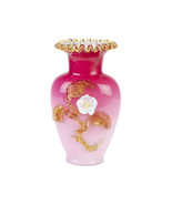 Stevens &amp; Williams Peachblow w Applied Floral Vase, Antique Victorian Gl... - £91.59 GBP