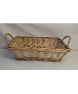 Vintage Woven &amp; Rattan 13 1/2&quot; Rectangular Bread/Pastry/Gift Basket - £11.74 GBP