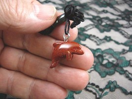 (an-dol-2) little DOLPHIN porpoise RED Jasper carving Pendant NECKLACE gemstone - £6.06 GBP