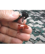 (an-dol-2) little DOLPHIN porpoise RED Jasper carving Pendant NECKLACE g... - $145.50 MXN