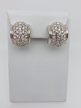 Vintage Swarovski Silver Toned &amp; Clear Crystal Pierced Earrings Swan Maker Mark - £29.77 GBP