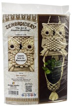 Design Works/Zenbroidery Macrame Wall Hanging Kit 8&quot;X24&quot;-Owl Planter - $22.09