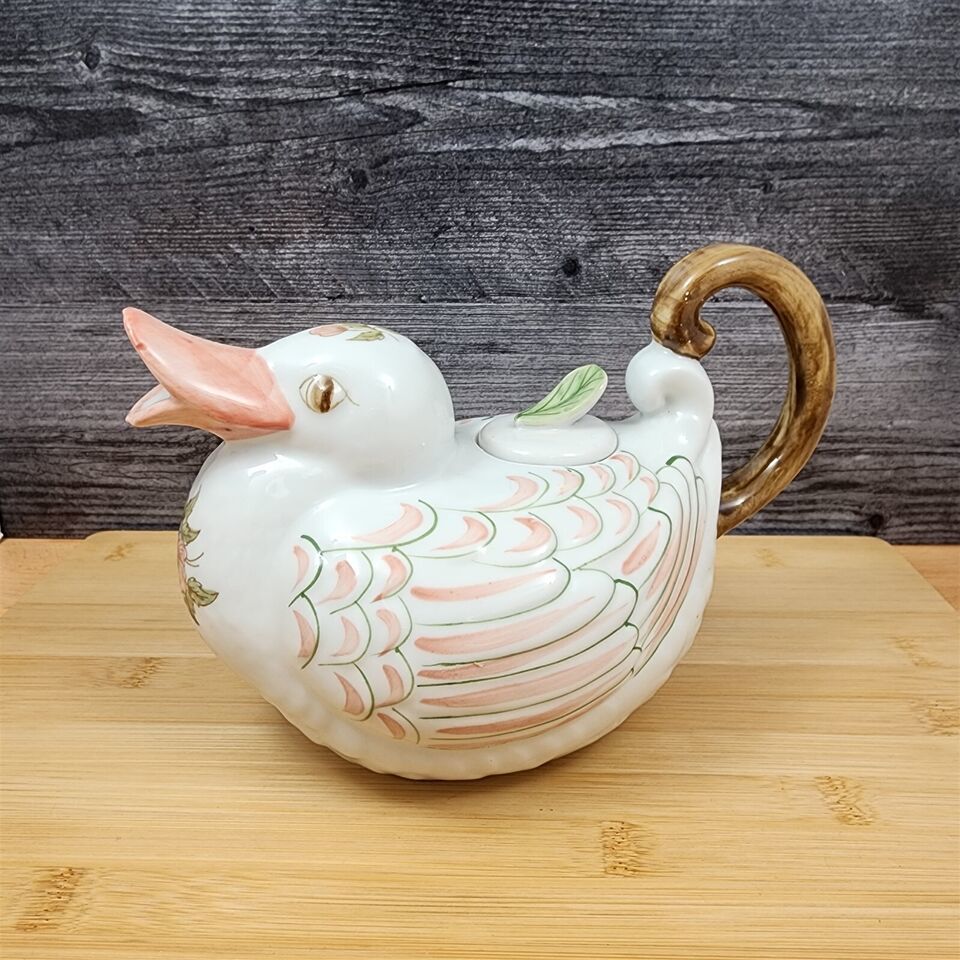 RARE Ceramic Home Accents Duck 2024 Shaped Teapot