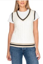 In Conversation Womens Sweater Vest Ivory V-Neck Cotton Classy Preppy - $752.30 MXN