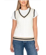 In Conversation Womens Sweater Vest Ivory V-Neck Cotton Classy Preppy - $751.73 MXN