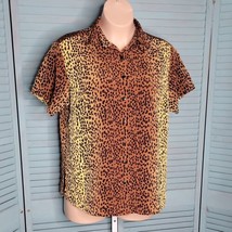 Bentley Plus Button Up Collared Shirt ~ Sz 16W ~ Brown &amp; Black ~ Short S... - $22.49