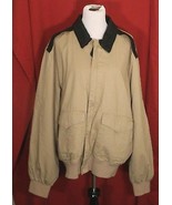 Paul Fredrick Cotton Khaki Beige Jacket Coat Mens 2XL Black Leather Coll... - £15.14 GBP