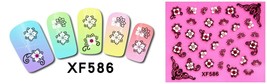 Nail Art 3D Stickers Stones Design Decoration Tips Flower White Black XF586 - £2.28 GBP