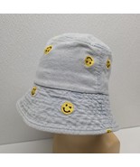 Smiley Winky Face Denim Bucket Hat Fun Novelty Retro! - $310.56 MXN