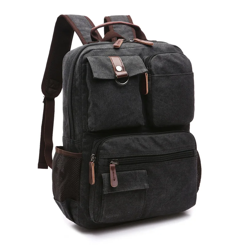 Men Canvas Backpack Shoulder Bag Students Leisure Bag Computer Bag School Mochil - £33.21 GBP