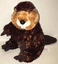 Aurora World Inc beaver brown sitting plush seated 9&quot; - £7.78 GBP