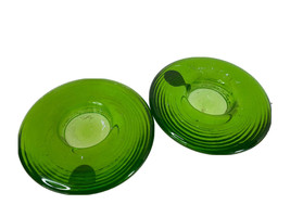 VIntage VIdrios San Miguel  Pair Candle Holders Green 100% Recycled Glass - £20.59 GBP