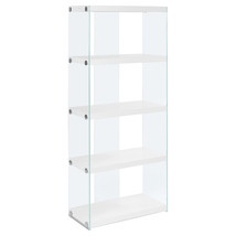 59&quot; White Glass Four Tier Etagere Bookcase - $377.63
