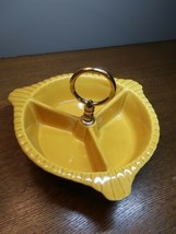 VTG California Pottery USA L65 Gold/Yellow Divided Condiment/Nut Dish 7.75&quot; x 2&quot; - £16.57 GBP